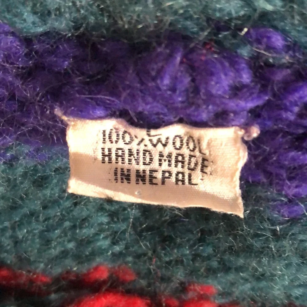 Vintage Handmade in Nepal 100% Wool Cardigan - Picture 11 of 15
